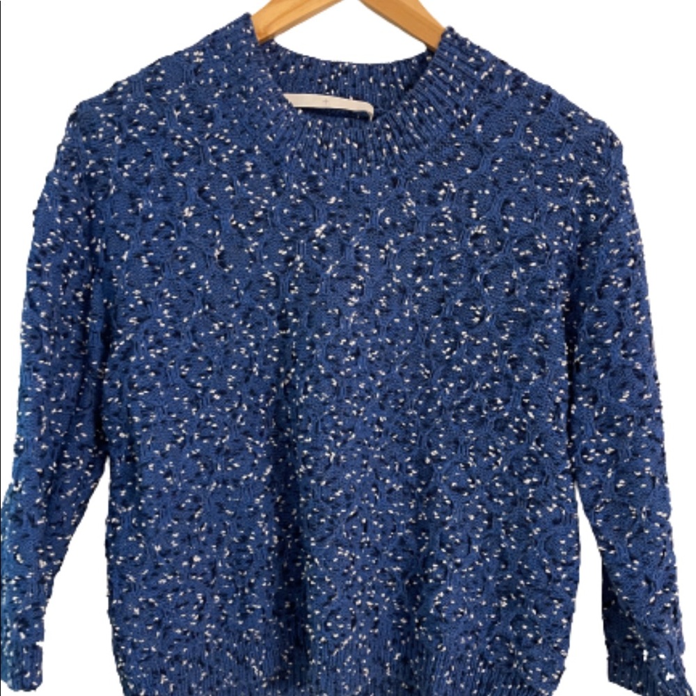 Thakoon Addition blue cropped bubble knit sweater.
